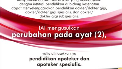 Perubahan RUU Kesehatan Omnibuslaw Mendapat Sorotan, IAI Usulkan Penambahan Pendidikan Apoteker