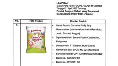 Daftar produk mengandung babi temuan BPJPH dan BPOM 1