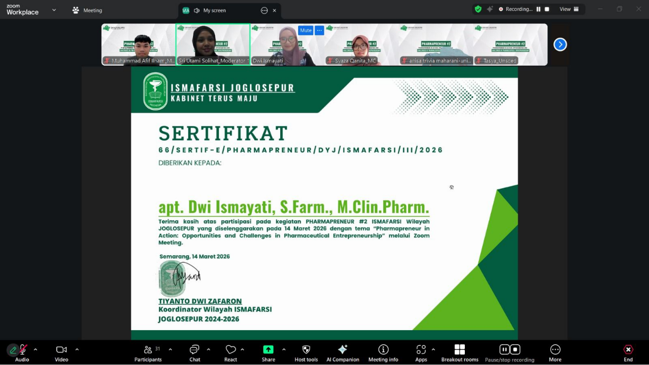 Perkuat Jiwa Kewirausahaan, ISMAFARSI Joglosepur Dorong Mahasiswa Jadi Inovator Farmasi